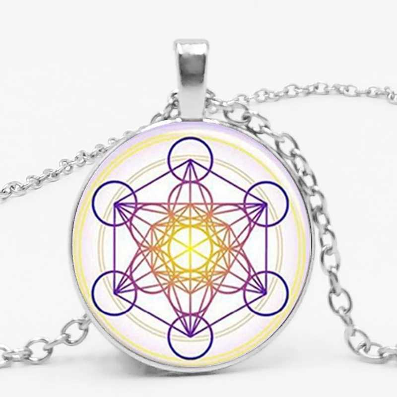 Pendentif colliers Nouveau Metatron Cube géométrie divine esprit pendentif collier convexe dôme verre étoile à Six branches magique Chakra Art dames bijoux 240330