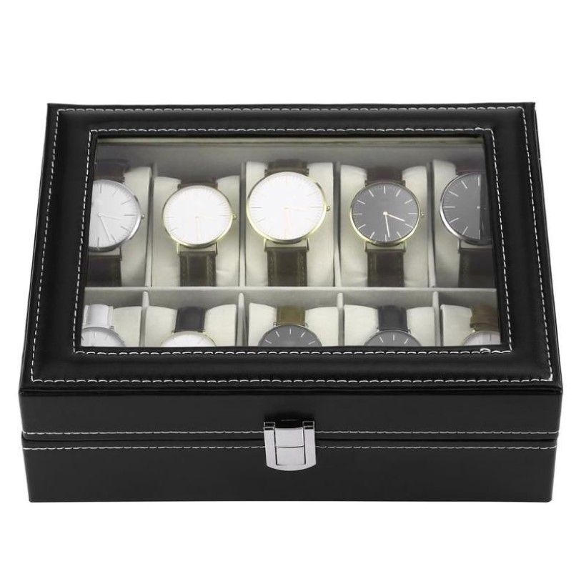 Horloge Dozen Gevallen 10 6 Grids Horloge Box Houder PU Lederen Horloges Display Rechthoek Sieraden Opslag Hoge Quality272l