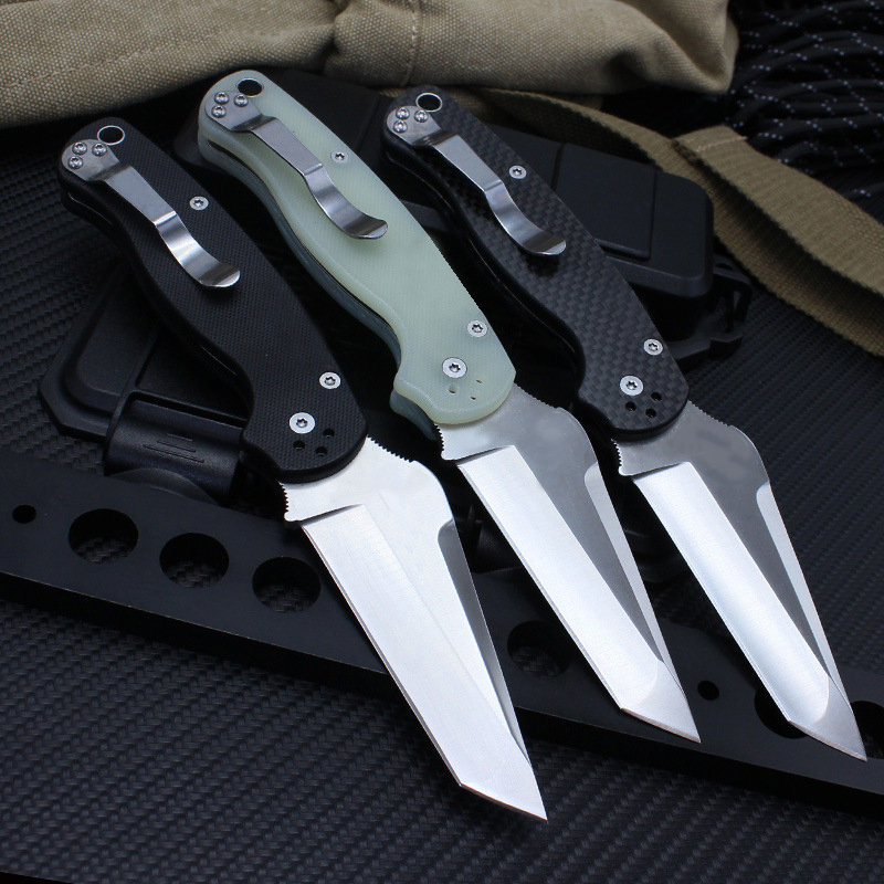 Square Blade G10 Handle Pocket Folding Knife Blade Outdoor Camping Hunting Kitchen EDC Self-defense Tactical Knife