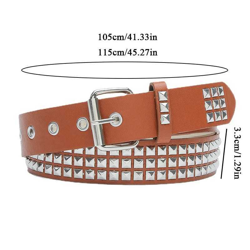 Ceintures style gothique punk femmes rétro rivet PU ceinture en cuir jean boucle de ceinture Y2K fille mode ceinture Q240401