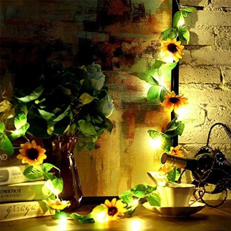 LED -strängar 6.5 ft 20 lysdioder Flower Light String Battery Powered med 8 lägen Remote and Timer Control YQ240401