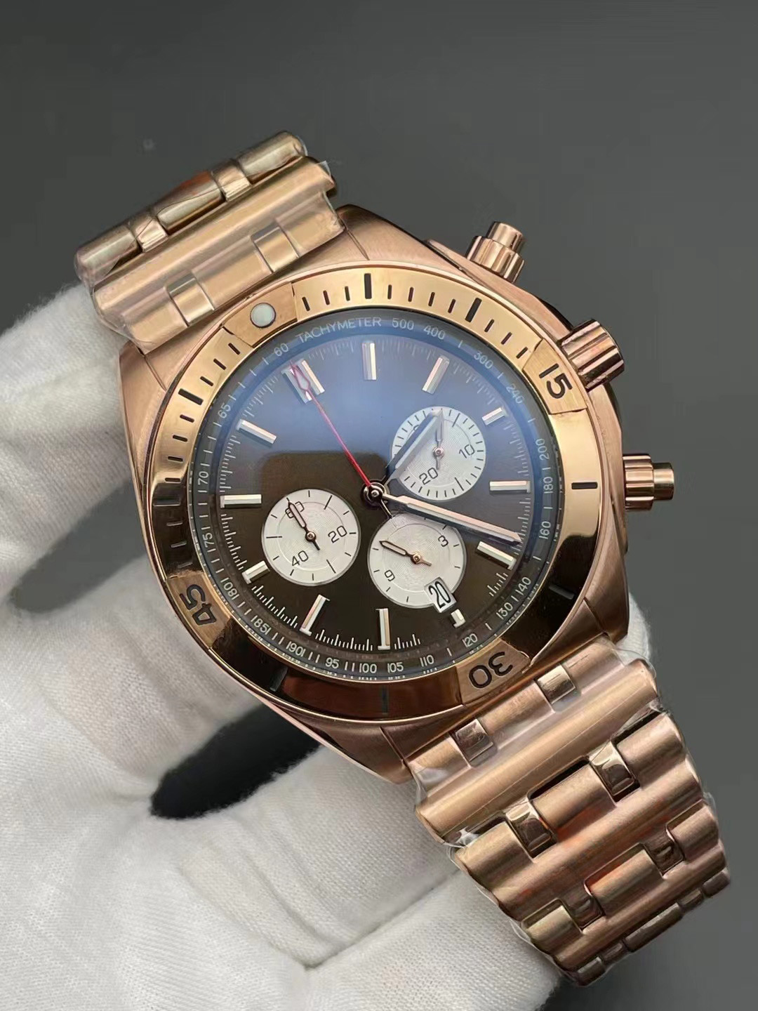 2024 AAA+ Hoogwaardige Man's Horloges Chronograph Quartz Movement Sapphire Glass 44 mm Rose Gold roestvrijstalen kast heren sport waterdichte luxe pols horloge heren cadeau