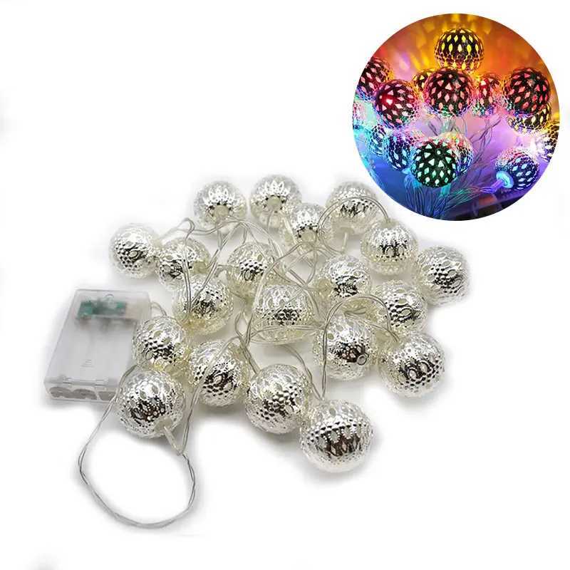 LED Strings Ball Fairy String Lights Lights Battery تعمل في داخلي في الهواء الطلق فناء حديدي الزفاف YQ240401