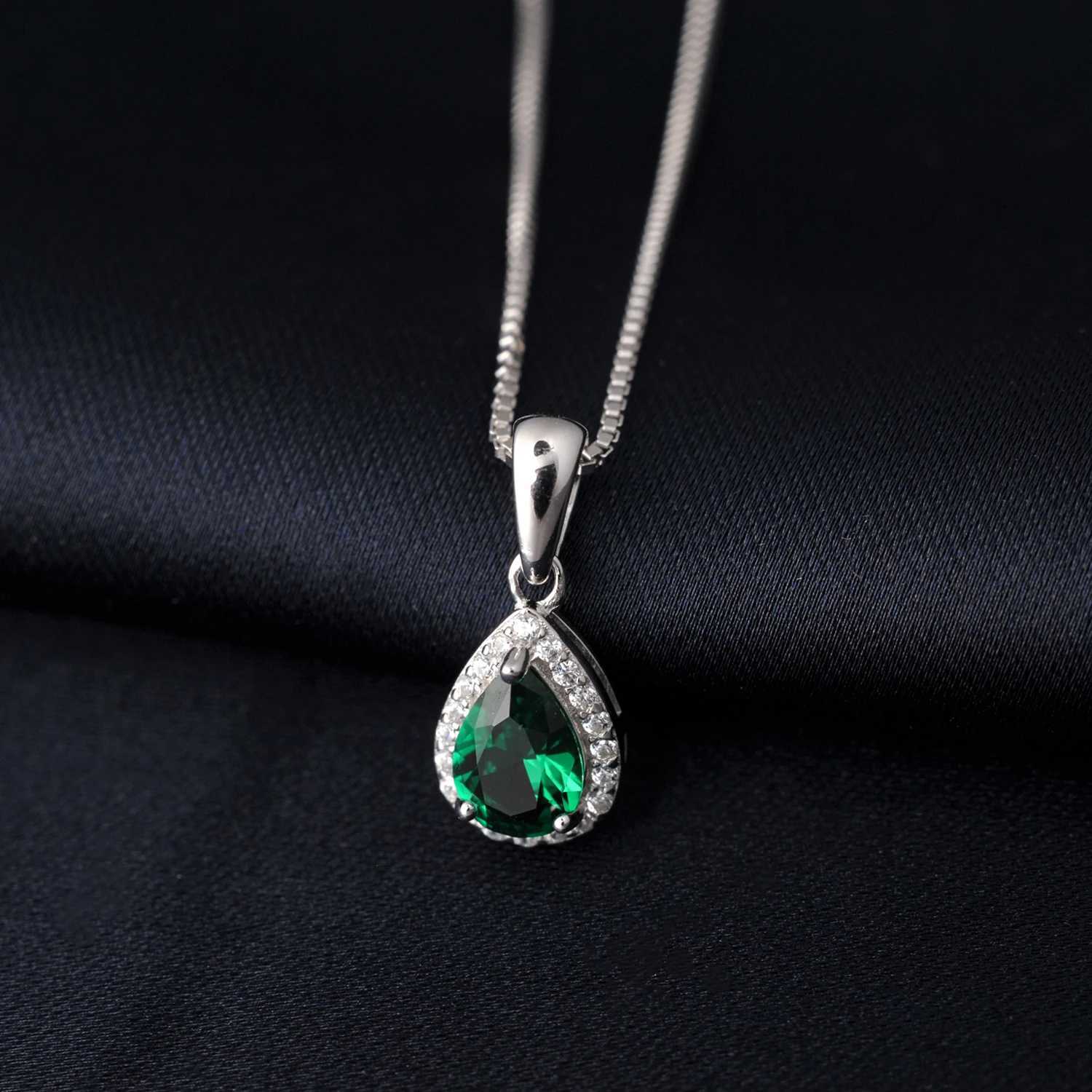 Potiy poire simulée Nano émeraude 925 en argent Sterling pendentif collier sans chaîne femmes pierres précieuses déclaration quotidien mini cadeau mignon 240401