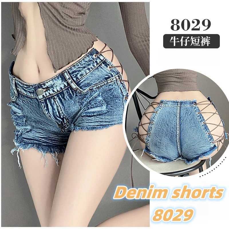 CQ9M sexy pyjama's leuke lingerie dames lage taille open gesneden shorts sexy geperforeerde denim shorts nachtclub hete verleiding lingerie paar plezier 2404101