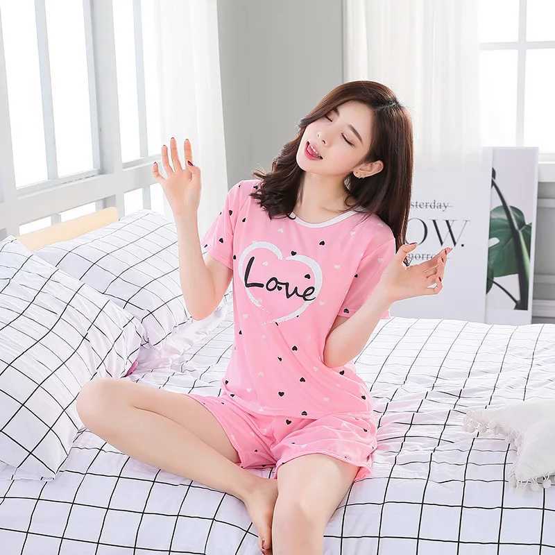 Sexig pyjamas Summer Womens Cartoon Pyjama Set - Dams Sleepwear Shorts Pyjamas kostym för Comfy Nightwear Lounge Wear 2404101