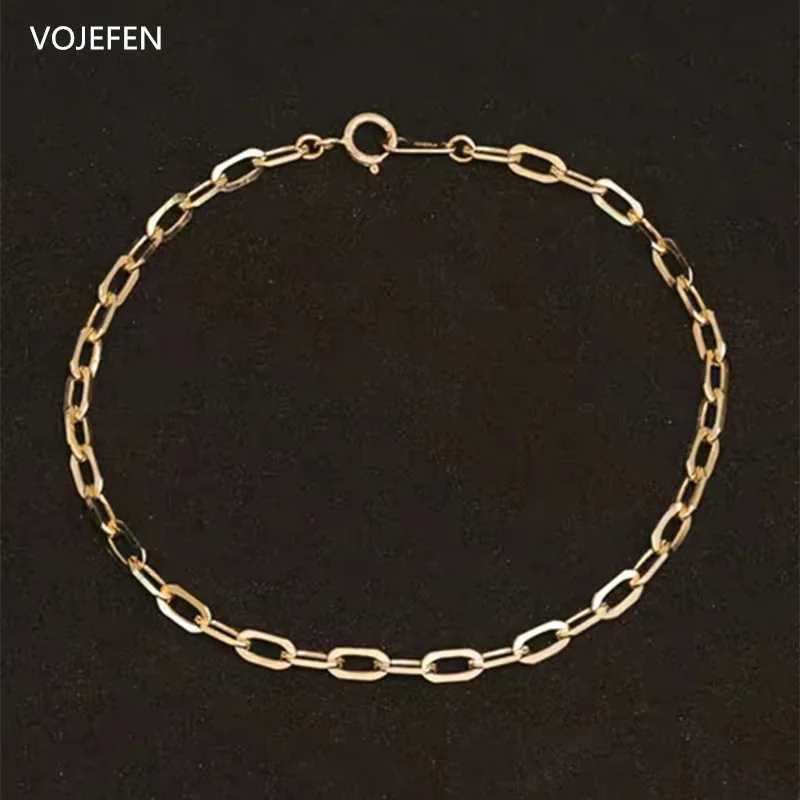 Chaîne VOJEFEN 18K or véritable bracelet à breloques femmes authentique or O-chaîne fait à la main de luxe haute qualité bijoux 2023 avec certificat Q240401