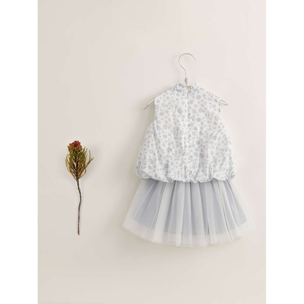 Marcjanie Girl's Elegant 、Cheongsam Shird Mesh Skirt Set、Polka Dotsプリントのノースリーブトップ、カジュアルな服装、夏の子供服