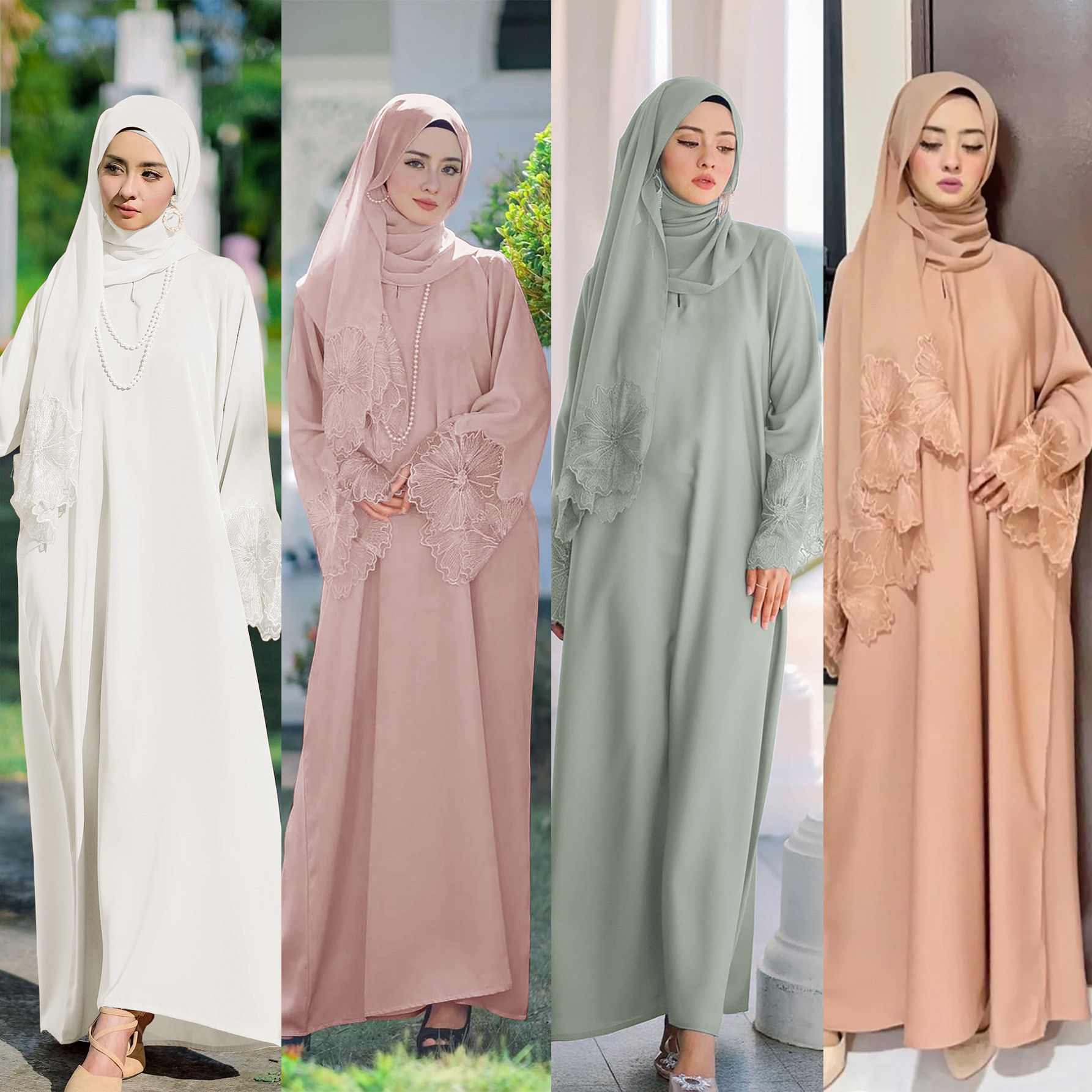 M189 Inga borr 5 färger i Mellanöstern Foreign Trade Women's Muslim Lads Robes Malay Indonesia Dress with Hijab