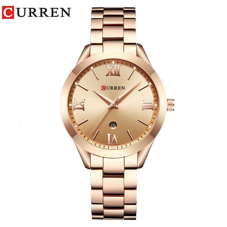 Curren Gold Watch Watches Watches Ladies 9007 Stalowa bransoletka dla kobiet zegarki żeńskie Relogio feminino Montre femme CJ19111251y