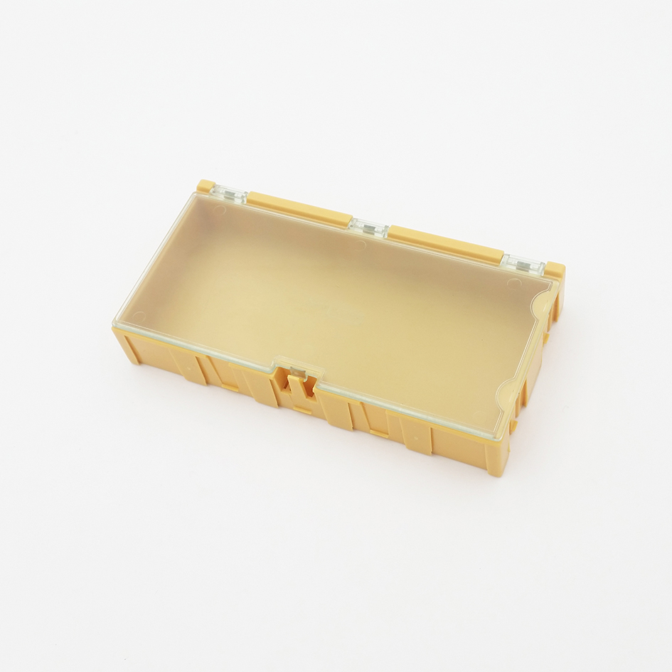 Original 4# Gelbe Komponenten-Aufbewahrungsbox, quadratisch, IC-Komponenten-Boxen, SMT-SMD-Boxen, Kombination aus Kunststoffgehäuse, 50 Stück