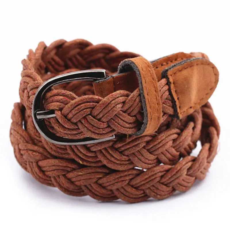 Belts Womens brown white woven belt with hemp rope woven belt Womens clothing belt Q240401