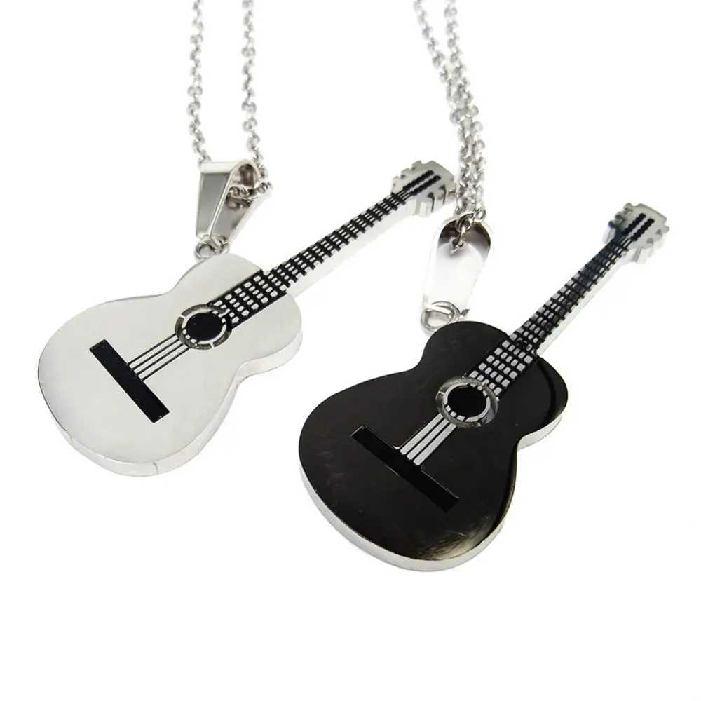 Pendant Necklaces Men Women Charm Necklace Rock Guitar Pendant Stainless Steel Necklace Jewelry Musician Gift Jewelry For Men Women 240330