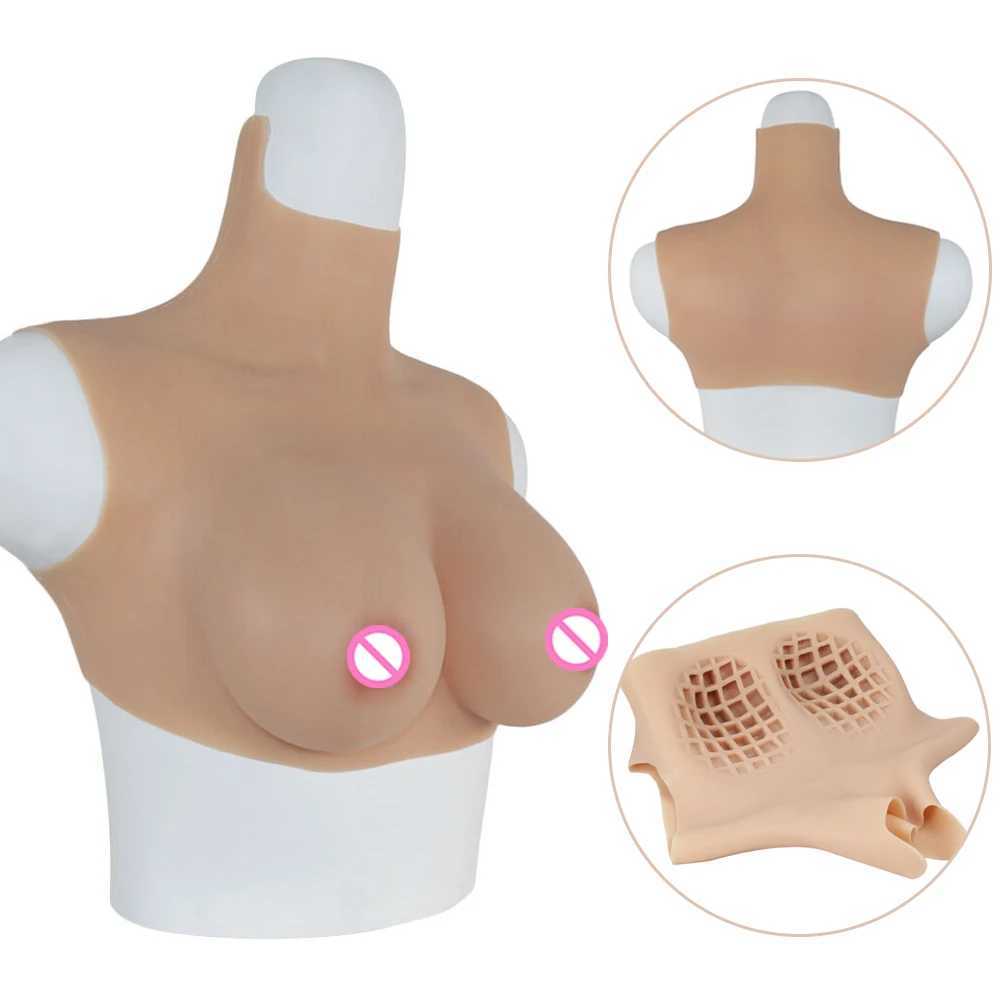 Coussin d'allaitement C Cup Col haut Faux seins Formes de seins en silicone pour mastectomie Patient atteint de cancer du sein Seins réalistes Poitrine artificielle portable 240330