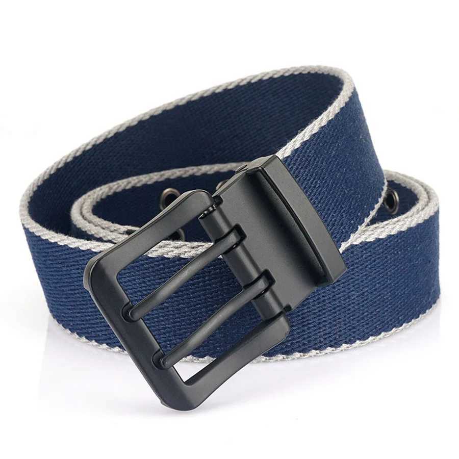 Belts Mens casual canvas belt 3.8cm wide high-quality nylon tactical belt mens new alloy pin buckle belt denim jeans Q240401