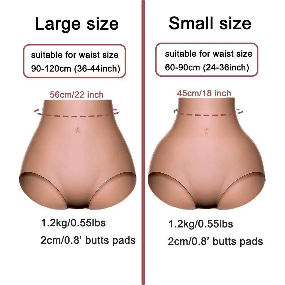 Almofada de mama silicone natural grandes nádegas levantando shapewear macio realista cintura alta elástico bundas realce acolchoado 2cm calças para mulher 240330