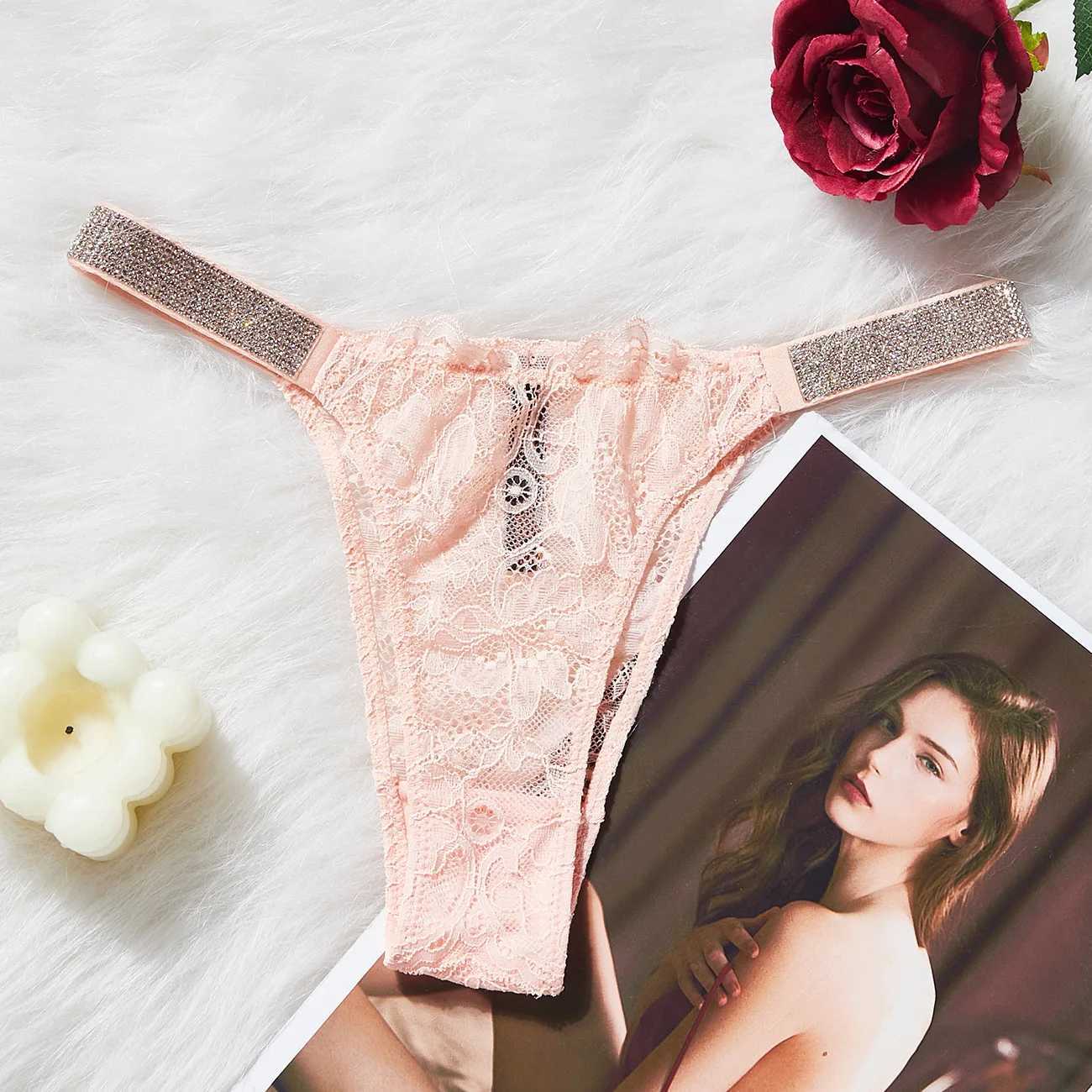 Other Panties Womens Panties Brand Ladies Briefs Letter G String Thong Sexy Womens Underwear Lace Comfortable Bra Pink Water Diamond Plus Size piece IntimateL2403