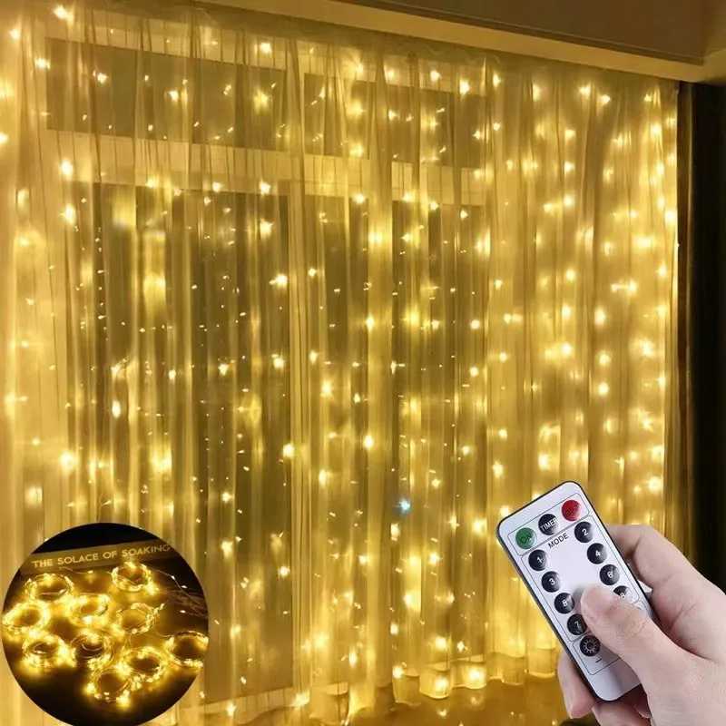 Cuerdas LED 3M LED Cortina Guirnalda Luces de cadena de hadas Decoración navideña USB Control remoto Fiesta de bodas Decoración navideña para el hogar Dormitorio YQ240401