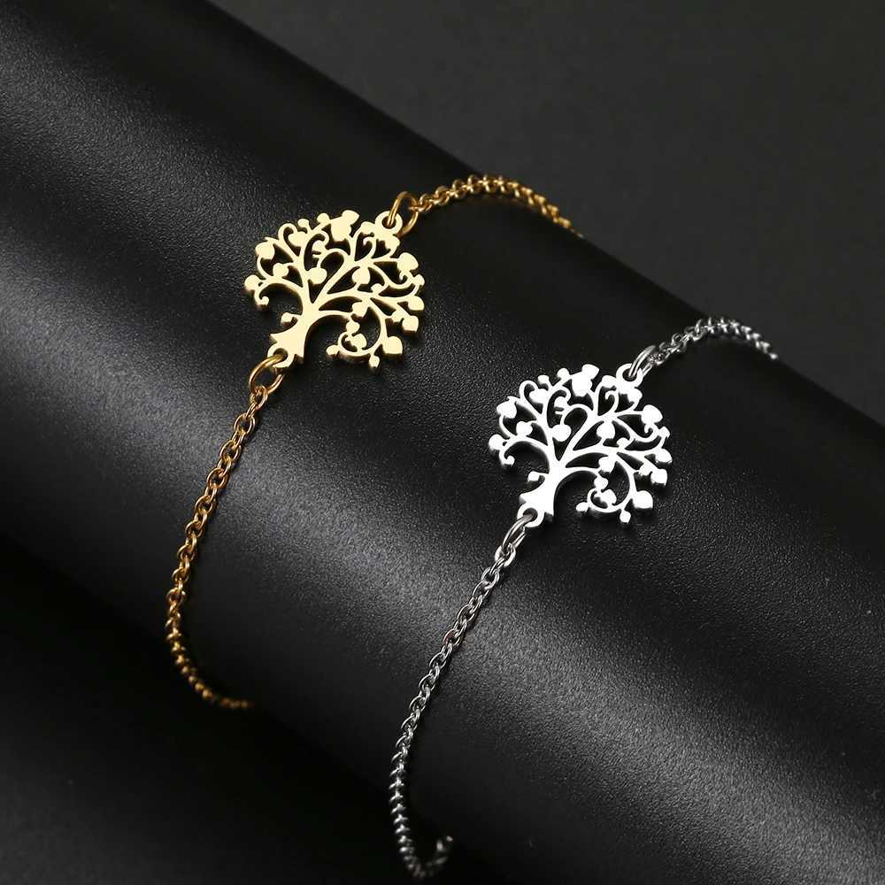 Chain Stainless Steel Bracelet Exquisite Vintage Peach Tree Fashion Chain Charm Bracelet Womens Jewelry Party Best Gift for Friends Q240401