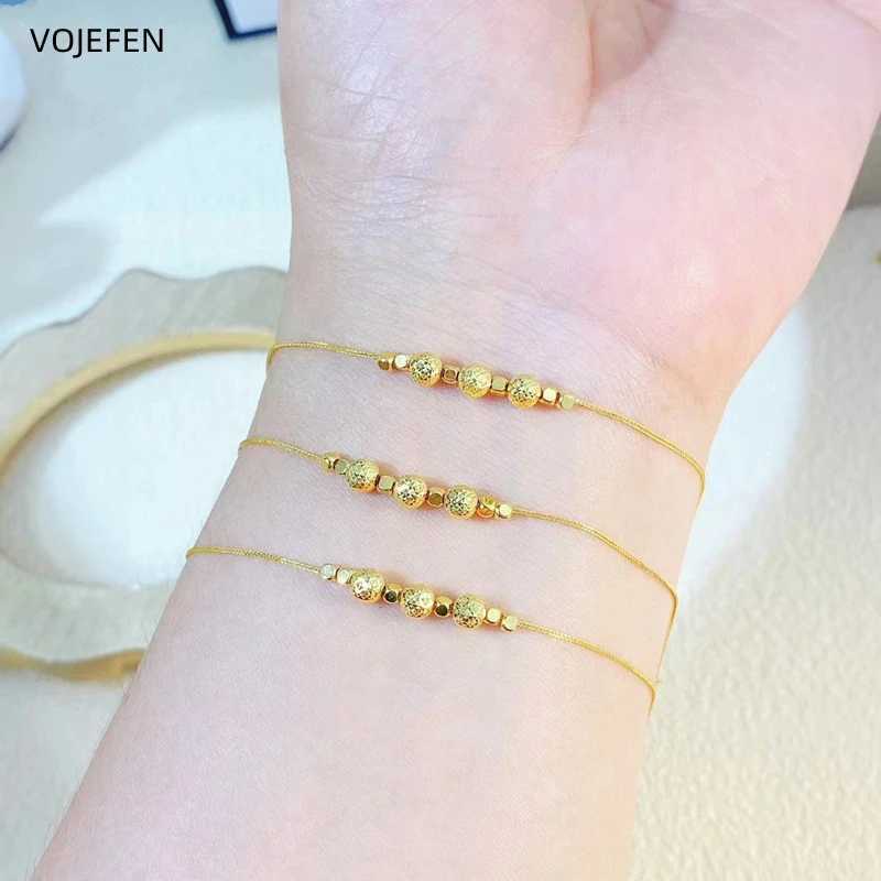 Chaîne VOJEFEN 18K Bracelet en or bijoux Original AU750 véritable chaîne en or Bracelet de perles femmes bijoux exquis nouvelles tendance 2023 Q240401