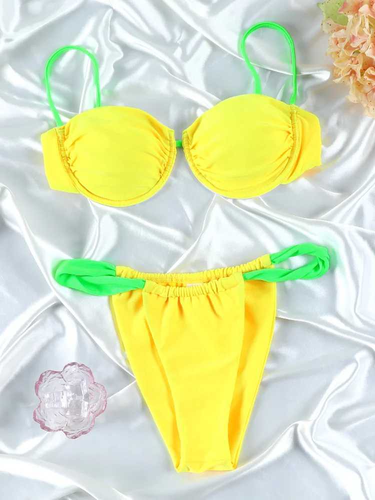 Damskie stroje kąpielowe rinabe bikini seksowny strój kąpielowy damskie stroje kąpielowe damskie stroje kąpielowe BIKINIS PLATK PRACA BIKINI ZESTAW PUSH STYSUT SKWISUS SUTER Play Suit J240330