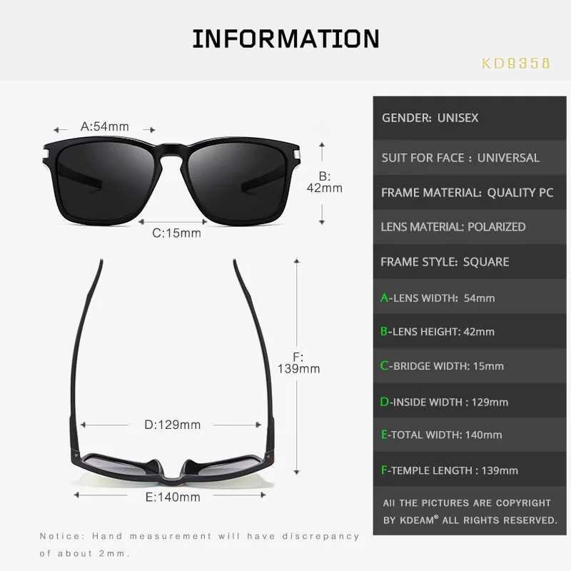 Солнцезащитные очки 2024 KDEAM Поляризованные солнцезащитные очки для мужчин/женщин Классические брендовые солнцезащитные очки Покрытие Зеркальные линзы Полупрозрачные дужки Очки для вождения 240401