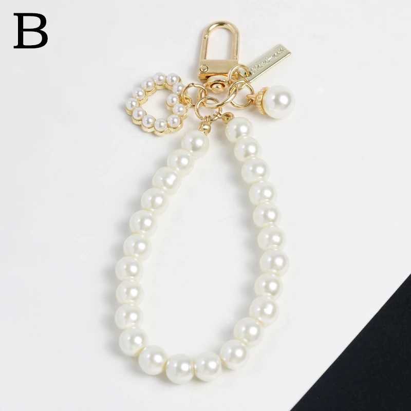 Keychains Lanyards New Pearl Gold Pearl Keychain Fashion Hanging Rope Hanging Rope Pendant Womens Mobile Telefonbil Keychain Girls Birthday Present J240330