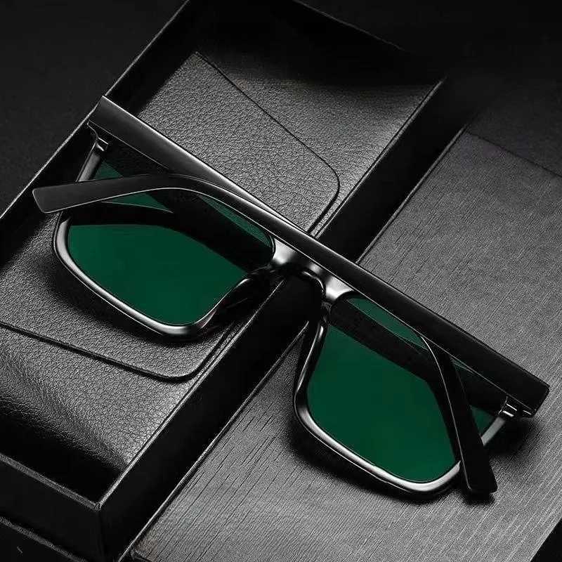 Óculos de sol Retro Big Square Frame Glasses Sun Designer Brand Black Cool Men Glasses Sun Glasses UV400 Tons Protection Óculos Óculos 240401