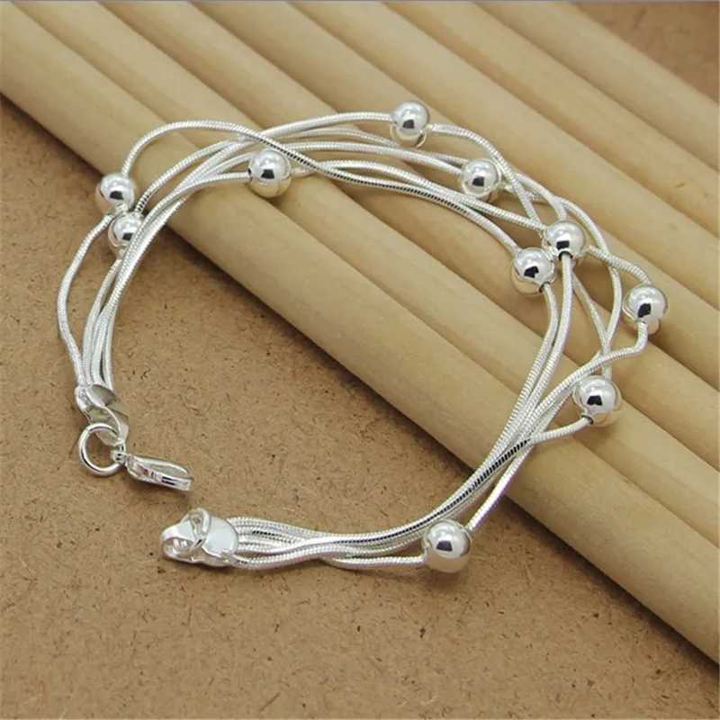 Chaîne Nouveau bracelet en argent sterling 925 avec quatre feuilles trois feuilles coeur serpent os bracelet hommes charmant bijoux cadeau Q240401