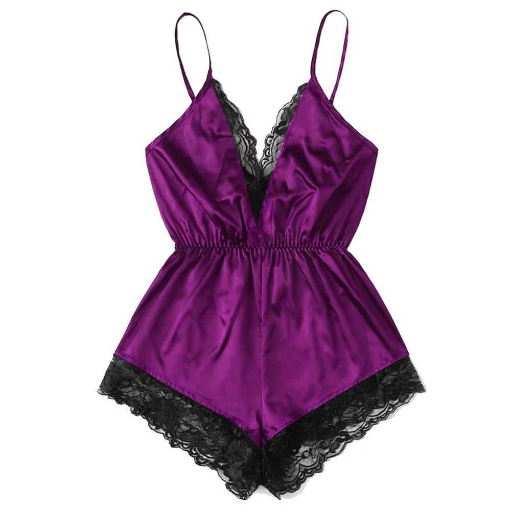 Pyjamas sexy Nouveau 2024 Femmes Filles Sexy Dentelle Col En V Halter Lingerie Été Mode Femmes Body Dos Nu Arc Shorts Vêtements De Nuit Ensemble 240330