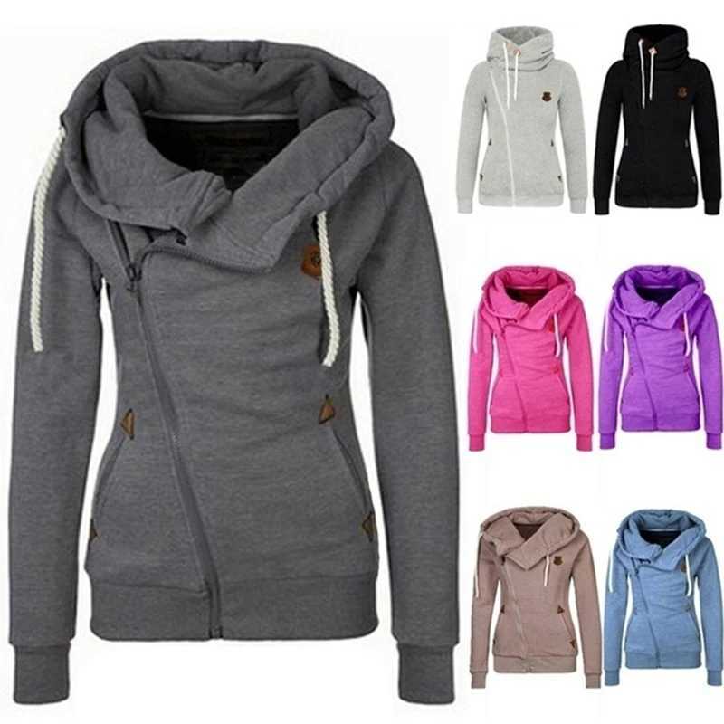 Hoodies das mulheres moletom nova moda inverno mulher esportes personalidade lado zíper moletom com capuz doce colorido camisola casaco 240401