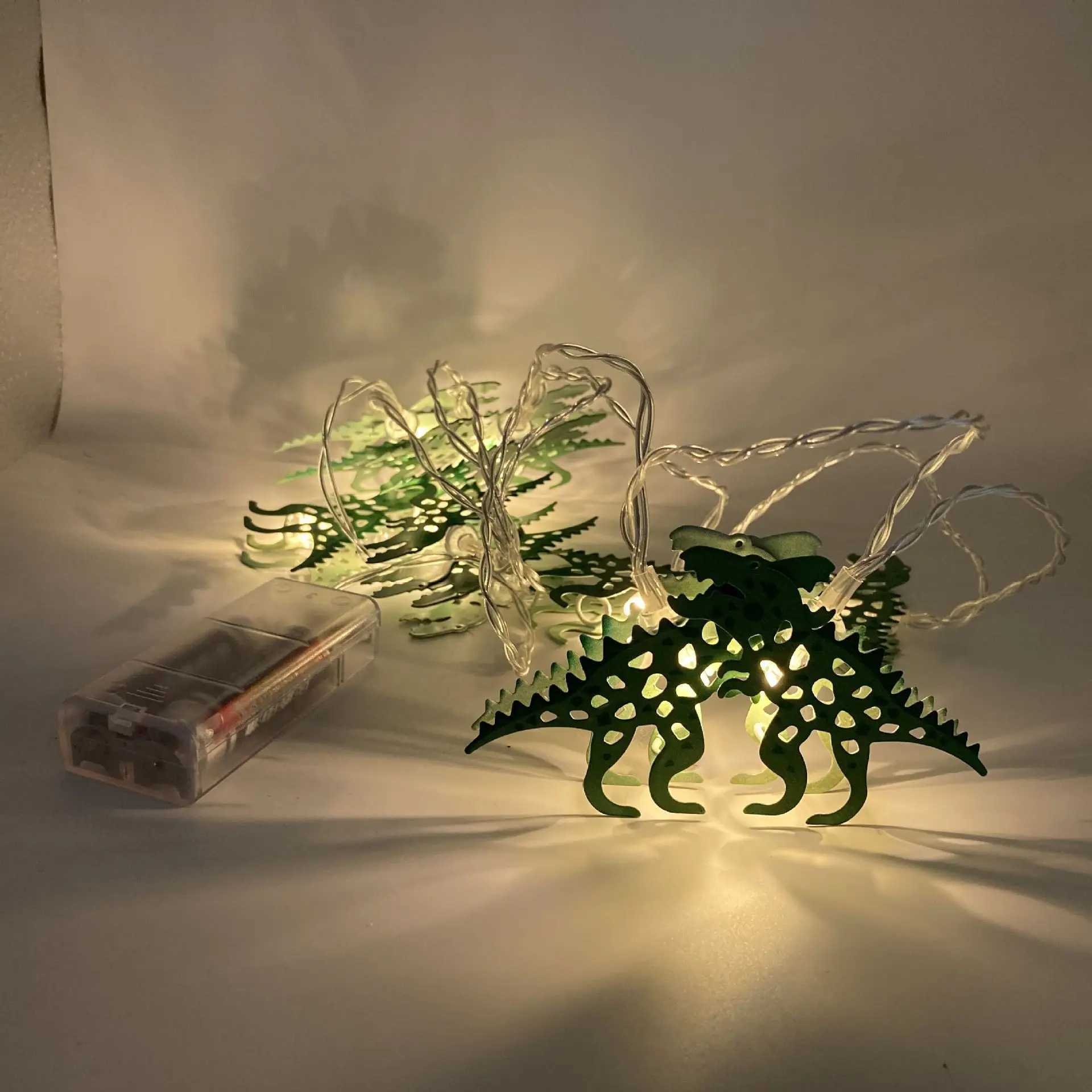 LED Strings 3Meters 20Leds Colorful Dinosaur Iron String Fairy Lights Xmas Decor Holiday Child Room Lighting YQ240401