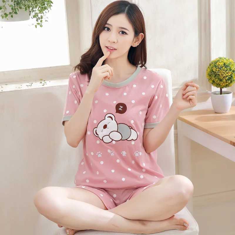 J09g Sexy Pyjamas Summer Womens Cartoon Pyjama Set - Mestiles Sormes de somnifères Costume de pyjamas pour les vêtements de nuit confortables Wear 2404101