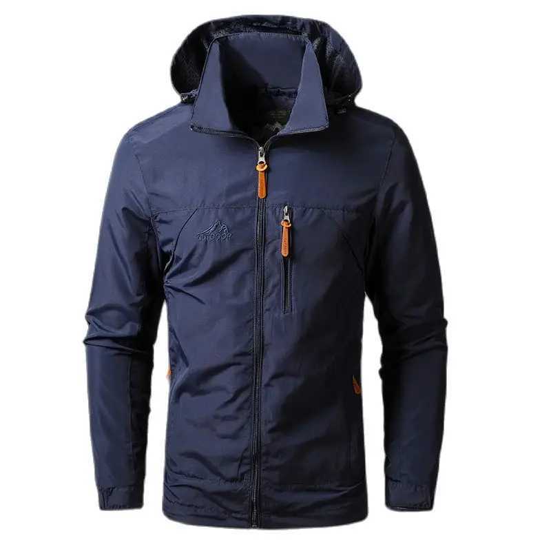 Men's Jackets Chaquetas para hombre, chaqueta militar impermeable con capucha, cortavientos, abrigo elástico para deportes de acampada al aire libre, ropa masculina, abrigo finoL2404