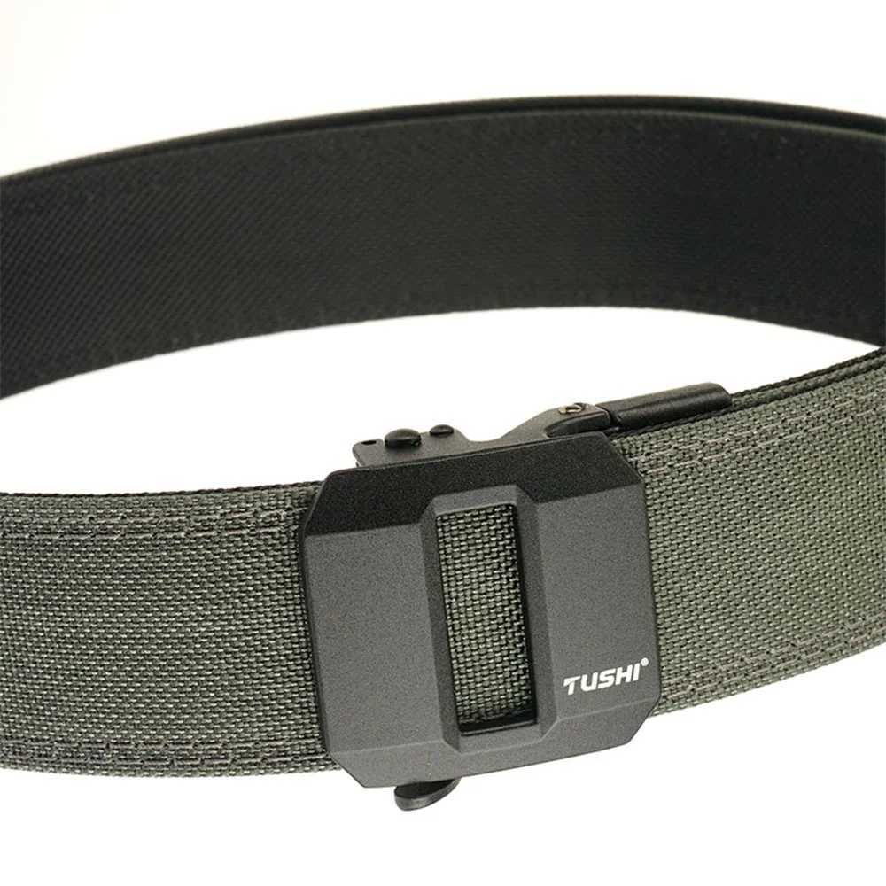 Cinture TUSHI Cintura tattica rigida da uomo con fibbia automatica in metallo Cintura casual da polizia in nylon spesso Cintura da donna IPSC Q240401