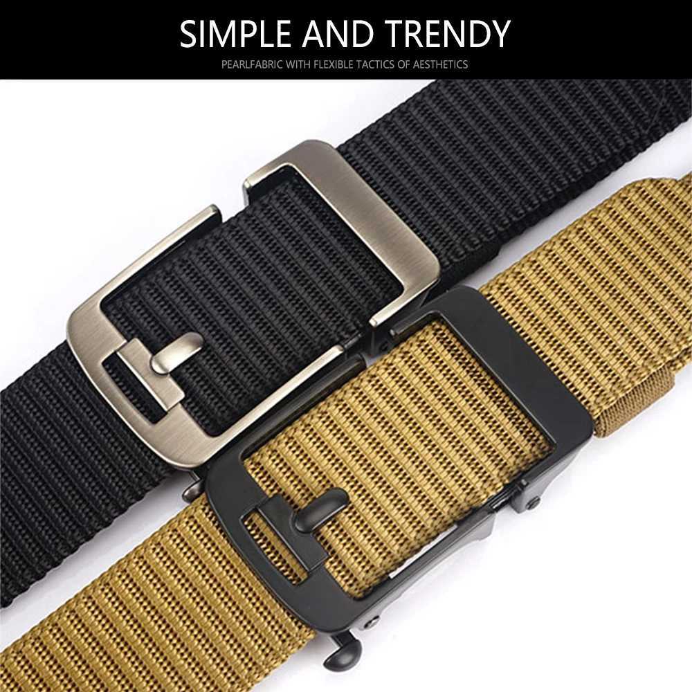 Belts TUSHI New Quick Release Metal Pluggable Automatic Buckle Tactical Belt Breathable Military Belt Mens Pants Belt Hunting Q240401