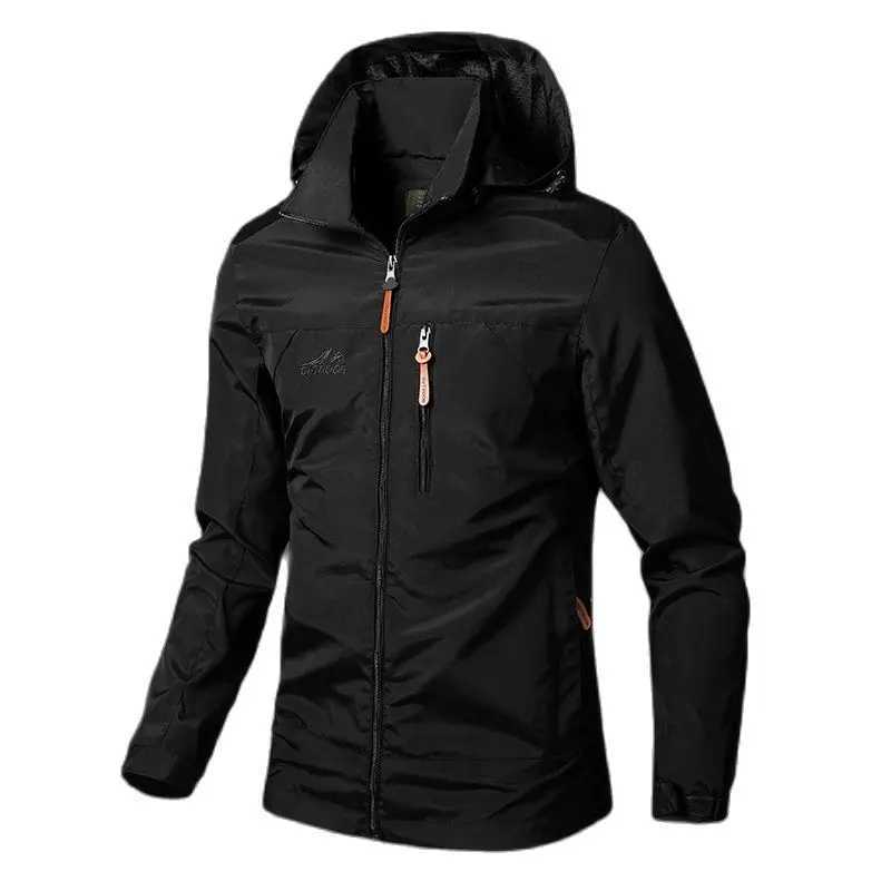 Men's Jackets Chaquetas para hombre, chaqueta militar impermeable con capucha, cortavientos, abrigo elástico para deportes de acampada al aire libre, ropa masculina, abrigo finoL2404