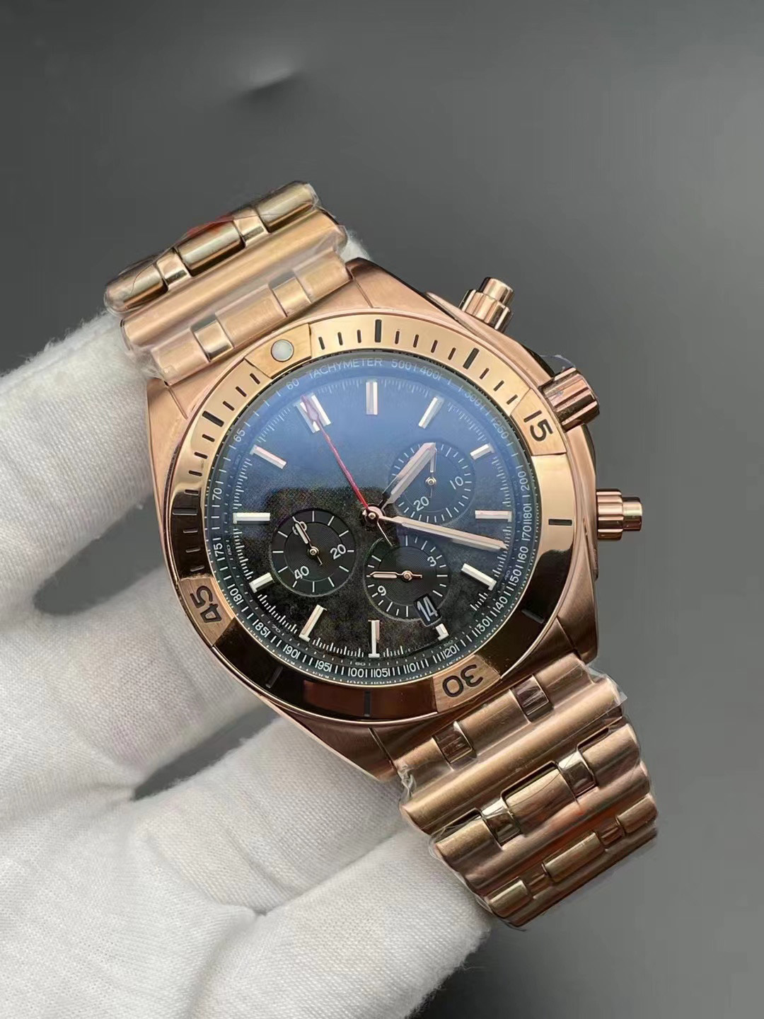 2024 AAA+ Hoogwaardige Man's Horloges Chronograph Quartz Movement Sapphire Glass 44 mm Rose Gold roestvrijstalen kast heren sport waterdichte luxe pols horloge heren cadeau