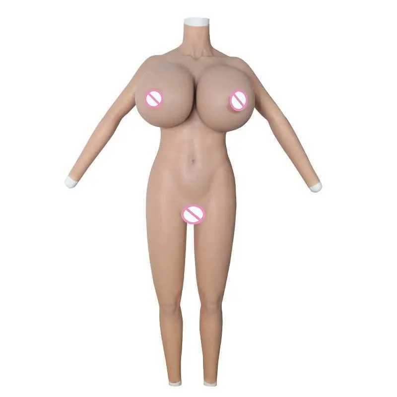 Coussin de poitrine Body en silicone Seins énormes Coupe S et faux vagin mâle à femelle Shapewear avec bras ou Cosplay Drag Queen Sissy Shemale 240330