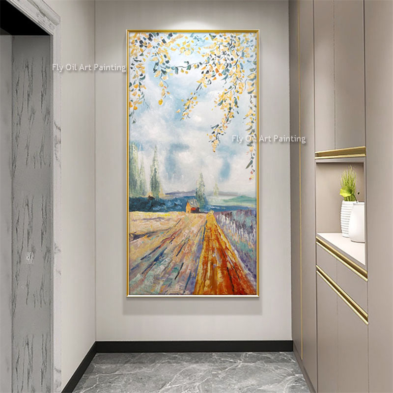 Modern Rural Road Abstract Wall Art Oil Paintings Pastoral Landscape Canvas Paintng Hand Painted Artwork For Living Room Interior Decor As Best Gift