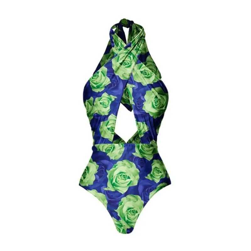 Maillots de bain pour femmes 2024 Nouvel anneau cou dos nu maillot de bain deux pièces Bikini robe bohème femmes maillot de bain d'été costume de plage J240330