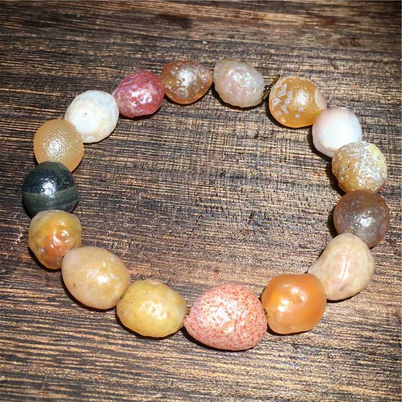 Chain Boutique Natural Mongolian Alxa Colored Sugar Heart Agate Raw Stone Bracelet Cute Womens Jewelry Bracelet Q240401