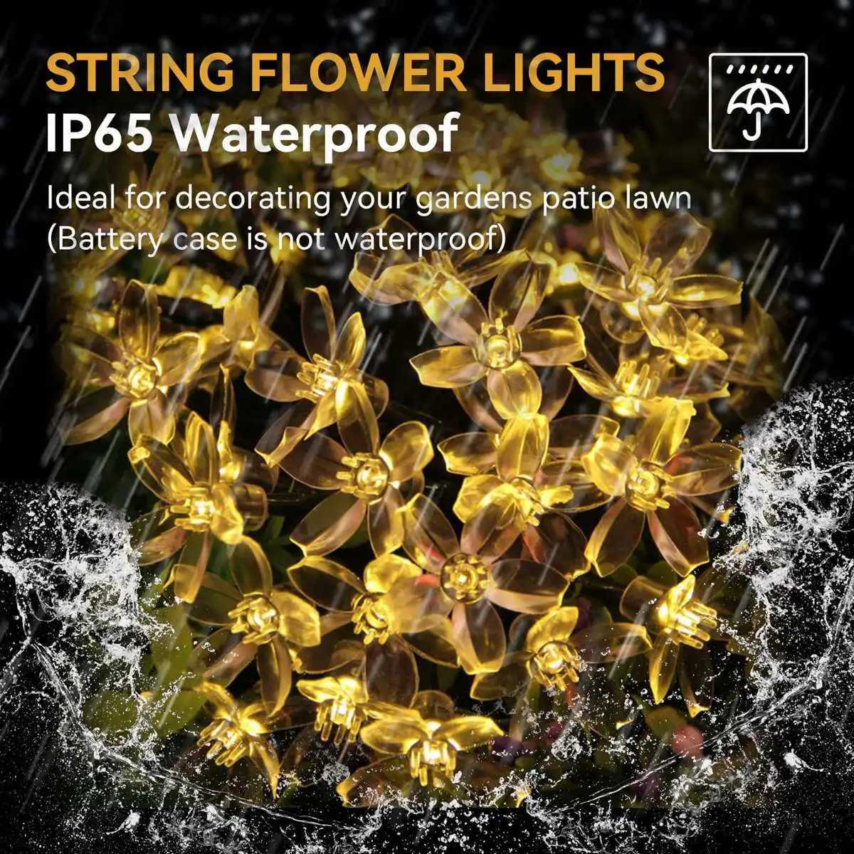LED Strings Flower Fairy Lights Battery Operated String Waterproof 10/20/30/40 Cherry Blossom For Patry Wedding Decor YQ240401