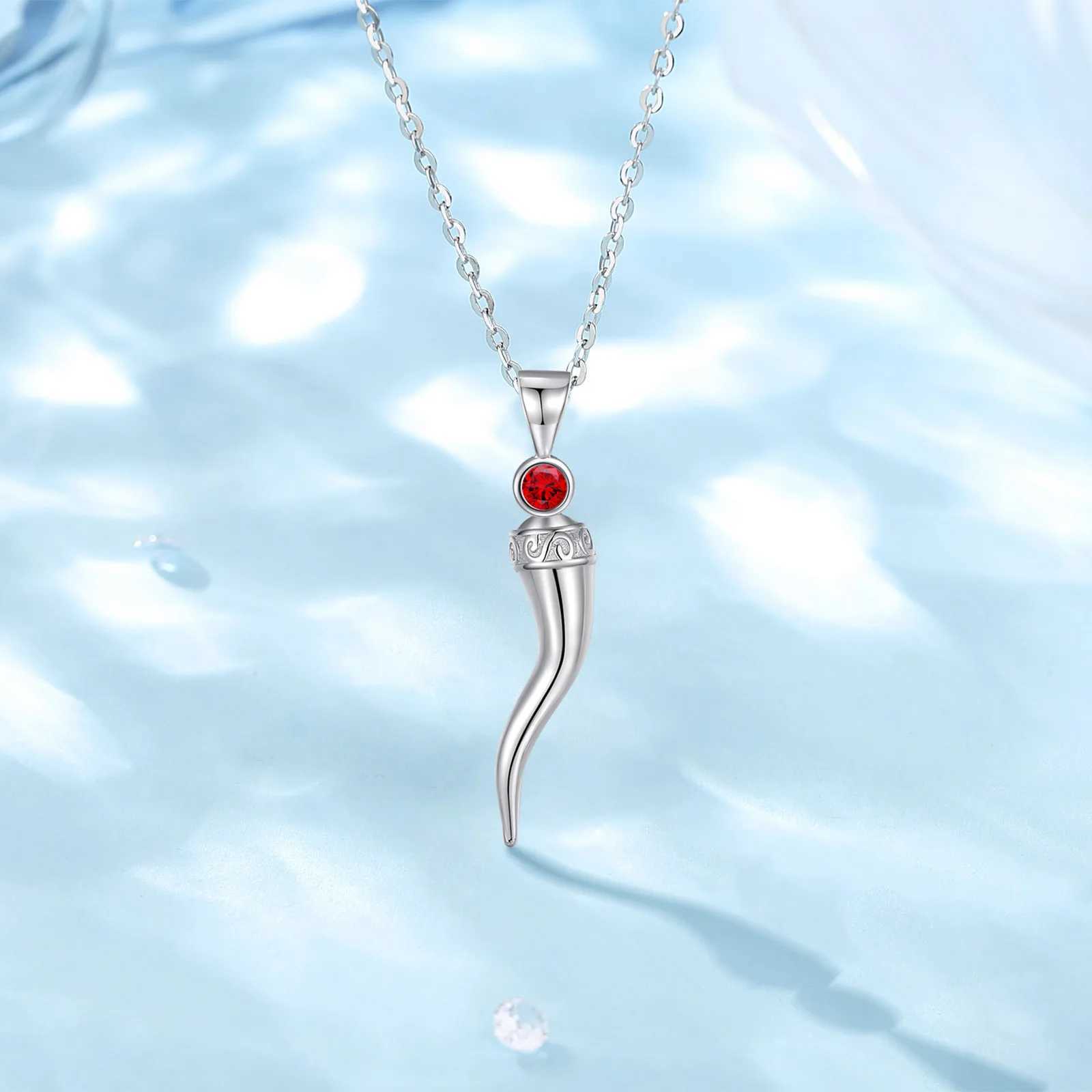 Pendentif colliers Eudora 925 argent Sterling corne italienne pendentif pour femmes hommes rouge CZ bonne chance amitié rêves amulette collier bijoux fins 240330