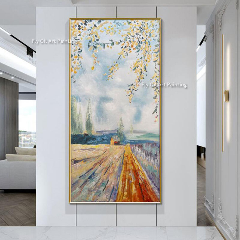 Modern Rural Road Abstract Wall Art Oil Paintings Pastoral Landscape Canvas Paintng Hand Painted Artwork For Living Room Interior Decor As Best Gift