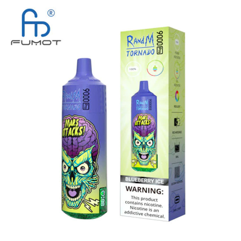 Originale RandM Fumot Tornado 9000 Pro Puffs Sigarette elettroniche usa e getta Mesh Coil 18ml Pod Batteria ricaricabile elettronica 9000 puff Cigs 9K 2% 5% Vape Pen 43 gusti