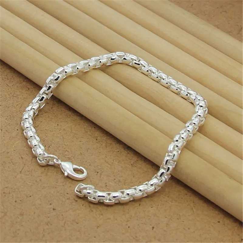 Chaîne Nouveau bracelet en argent sterling 925 avec quatre feuilles trois feuilles coeur serpent os bracelet hommes charmant bijoux cadeau Q240401