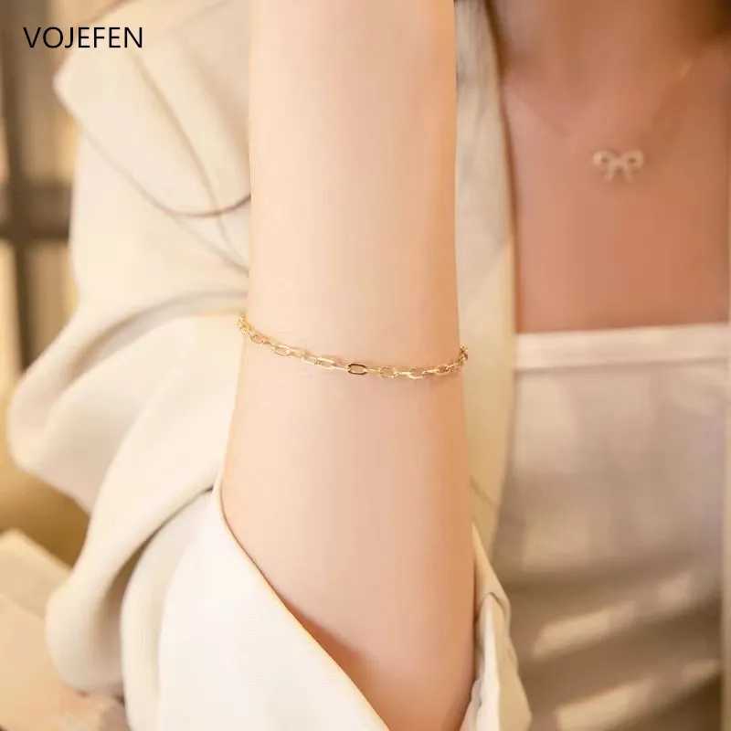 Chaîne VOJEFEN 18K or véritable bracelet à breloques femmes authentique or O-chaîne fait à la main de luxe haute qualité bijoux 2023 avec certificat Q240401