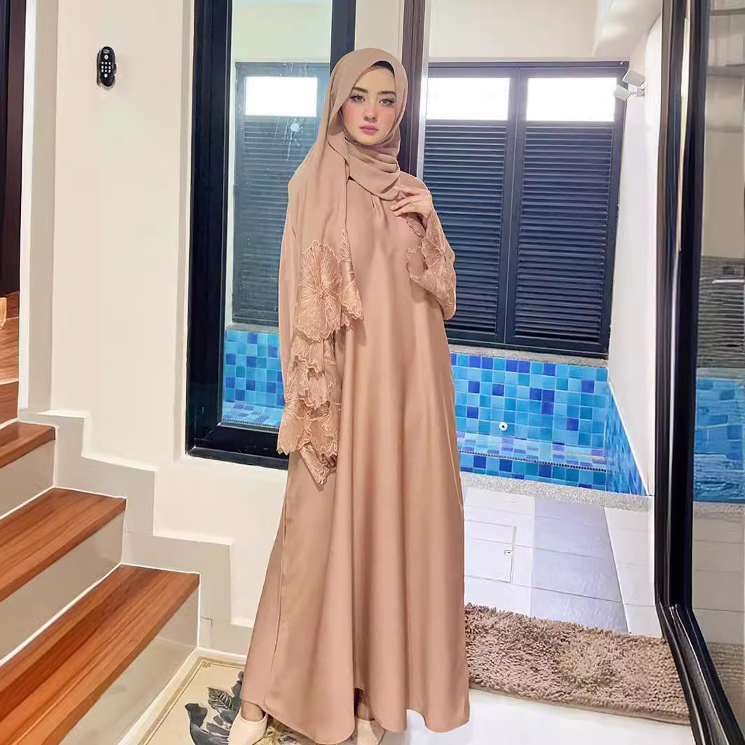 M189 Inga borr 5 färger i Mellanöstern Foreign Trade Women's Muslim Lads Robes Malay Indonesia Dress with Hijab