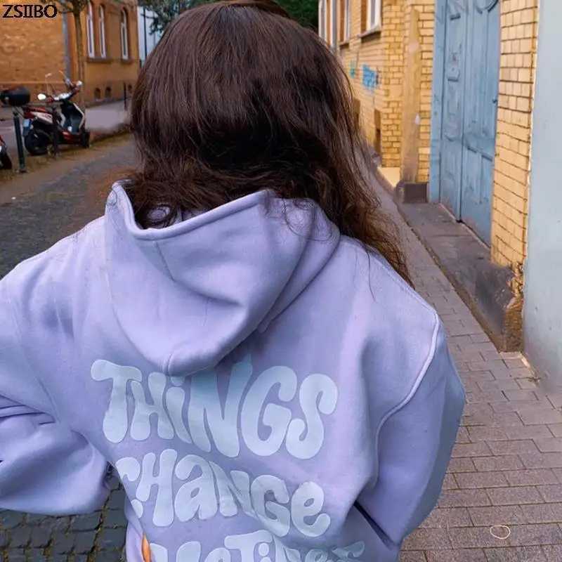 Mulheres Hoodies Moletons Mulheres Casacos Vintage Inverno Y2K Roupas High Street Moletom Tumblr Roxo Algodão Esportes Mulheres Jaqueta Oversized Hoodie Crânio 240401